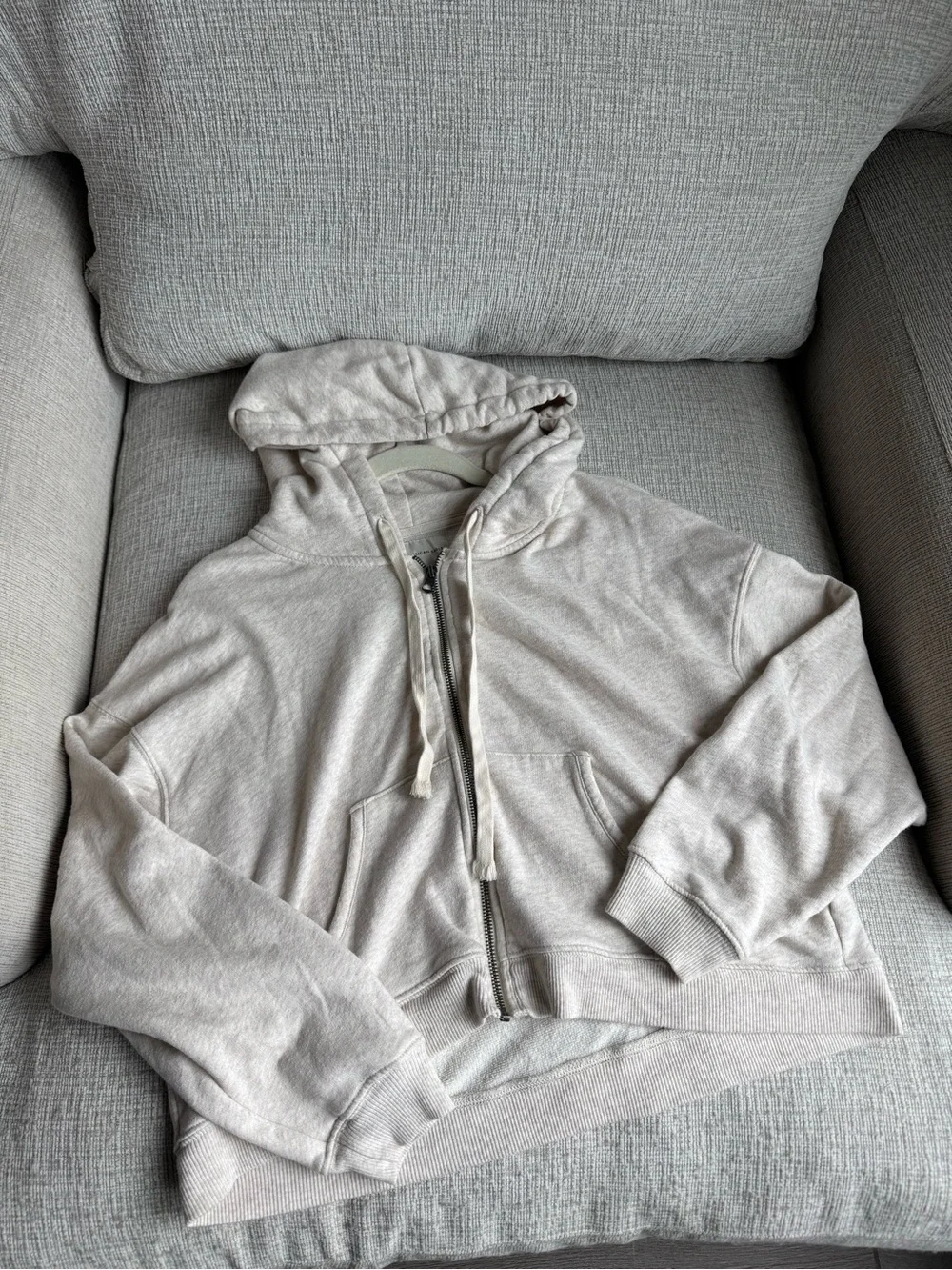 American Eagle Outfitters Cream Zip-Up Hoodie